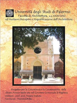 cover image of Progetto per la Conoscenza e la Conservazione della chiesa Anime Sante sita nel Cimitero Comunale di Bagheria